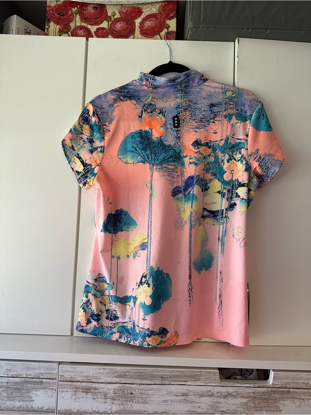 🌸 Jamie Sadock Floral Golf Polo Top Pink Quarter Zip Stretch Women’s Medium - Picture 7 of 13
